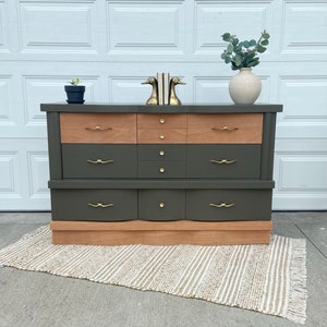 SOLD* MCM wood dresser - Neutral dark grey - Dresser for bedroom - Chest of drawers - Modern home decor - Local pickup only