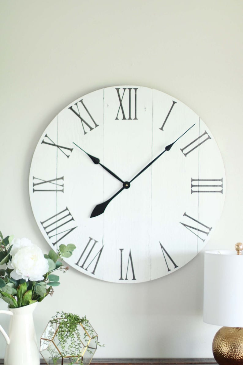 Large wall clock True white Above fireplace decor Etsy
