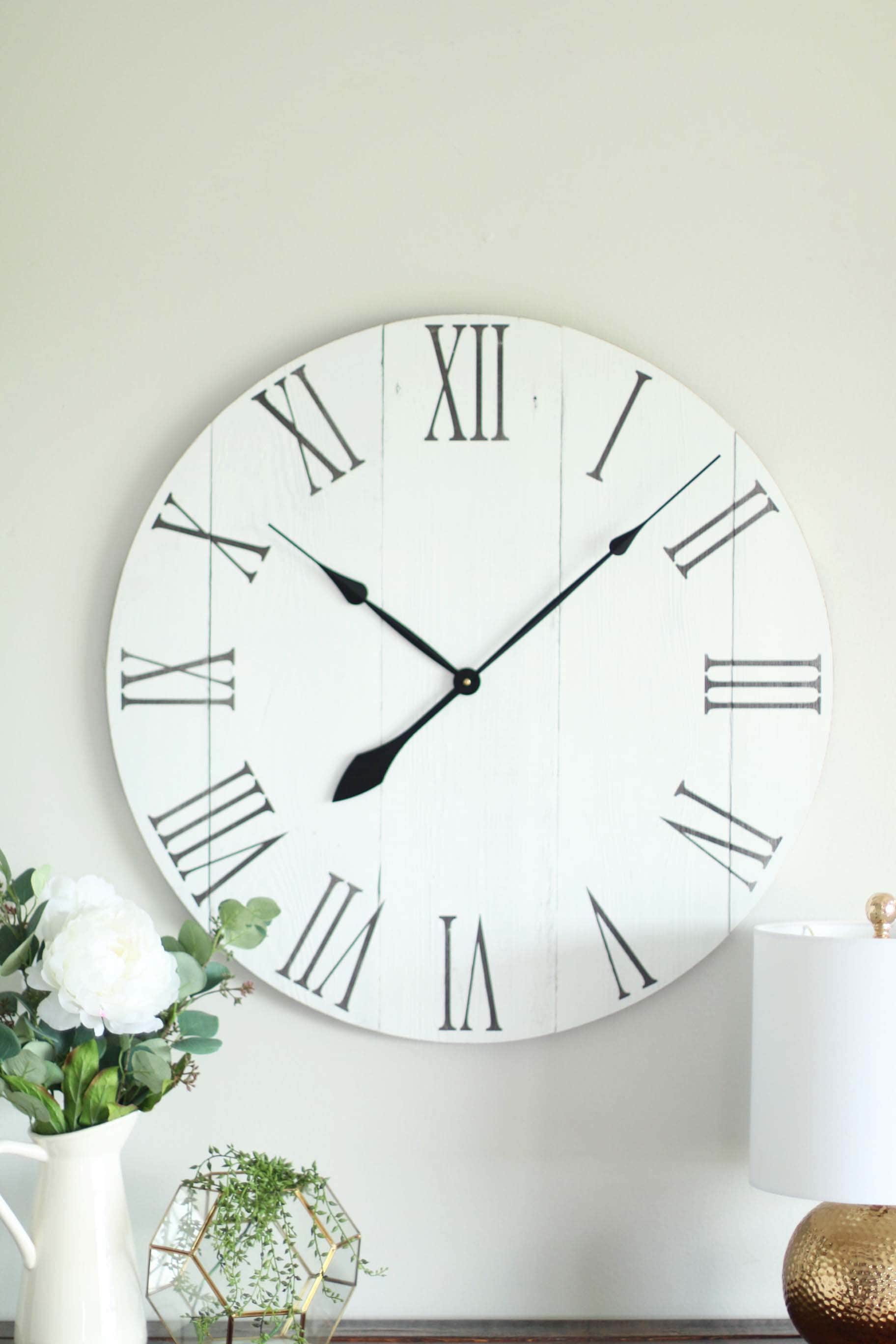 Large Wall Clock True White Above Fireplace Decor Etsy