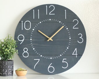 Caviar dreams in Navy - Small clock - Navy and gold - Modern wall clock - Wood clock