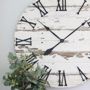 Large Wall Clock - Chippy White - Farmhouse Wall Decor - Housewarming ...