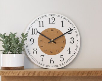 Handcrafted White Wood Wall Clock – Rustic Farmhouse Decor, 15"