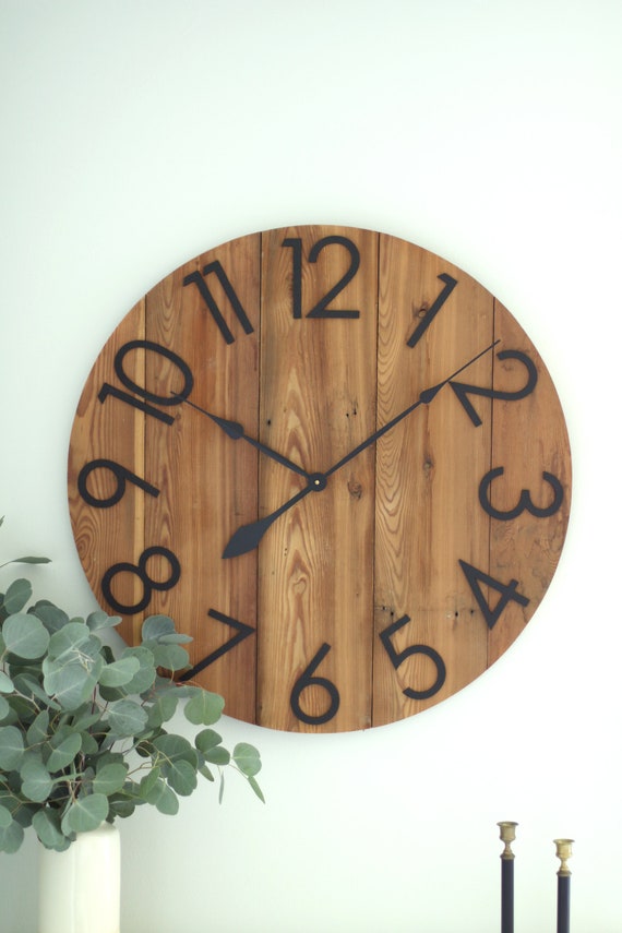 25 30 Wall Clock With Numbers Large Wall Clock Above Etsy