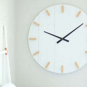 Large wall clock Mid century modern Boho decor Neutral style Unique gift idea Minimalist wall hanging 30 Sydney in white image 5