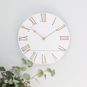 Small white clock - White and gold - Clock for kitchen - Handmade home decor -