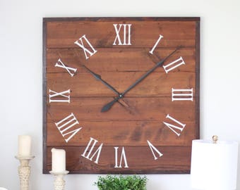 36" Hailey square. Large wall clock. Oversized wall clock. Living room decor. Living room wall art. Home decor. Living room wall decor