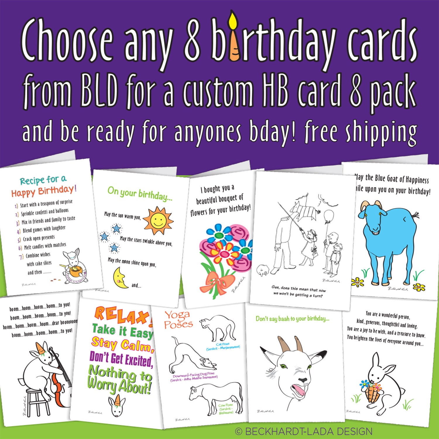 Make Your Own Happy Birthday 8 Card Pack Free Shipping Etsy