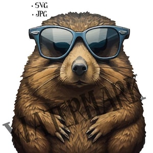 Groundhog with Glasses, Groundhog Day, clipart, graphic design, svg, png, jpg, digital file, holiday
