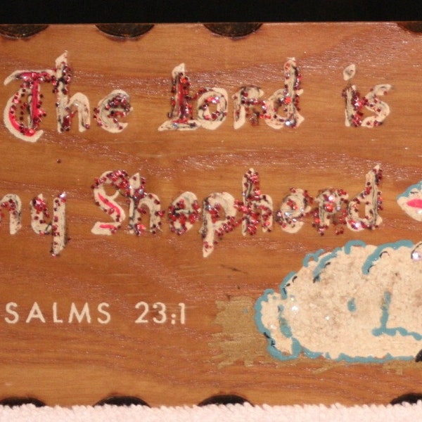 Vintage and Collectibles Souvenir  "The Lord Is My Shepherd" PSALMS 23:1  Prayer Plaque Nursery Decor, Baby, Children