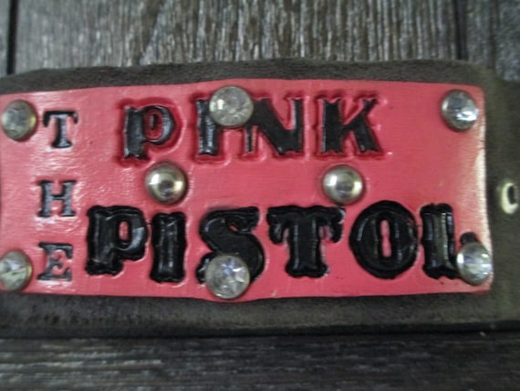 Rustic Leather "The Pink Pistol" Cuff Bracelet. V… - image 3