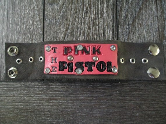 Rustic Leather "The Pink Pistol" Cuff Bracelet. V… - image 4