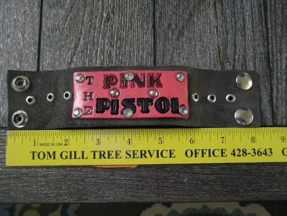Rustic Leather "The Pink Pistol" Cuff Bracelet. V… - image 7