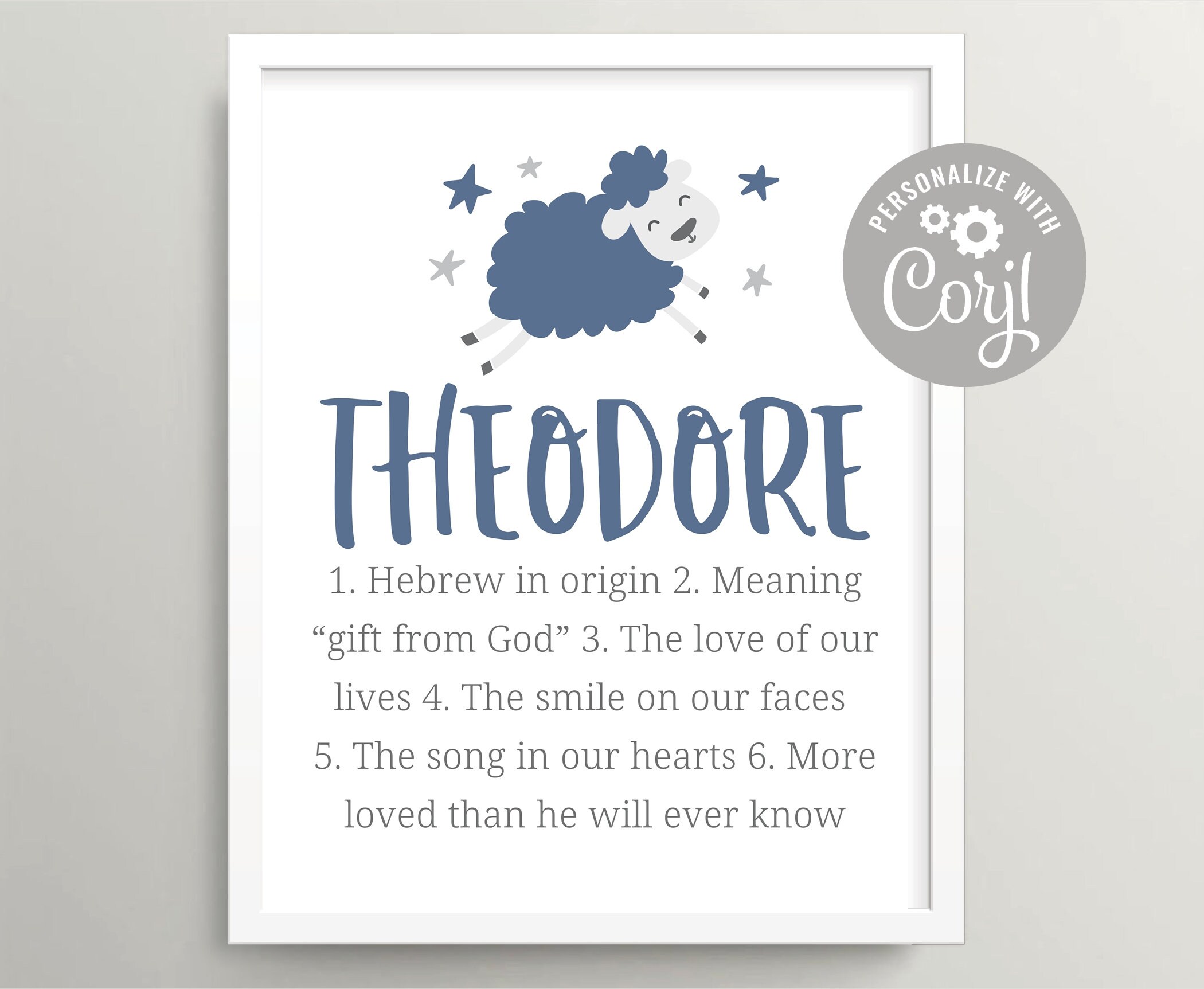 Sheep baby boy name art printable Farm animals nursery wall Etsy