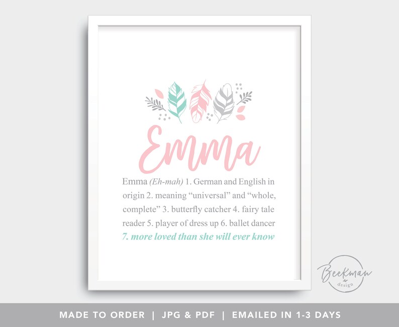 Emma DIGITAL FILES Personalized baby gift Baby name wall Etsy