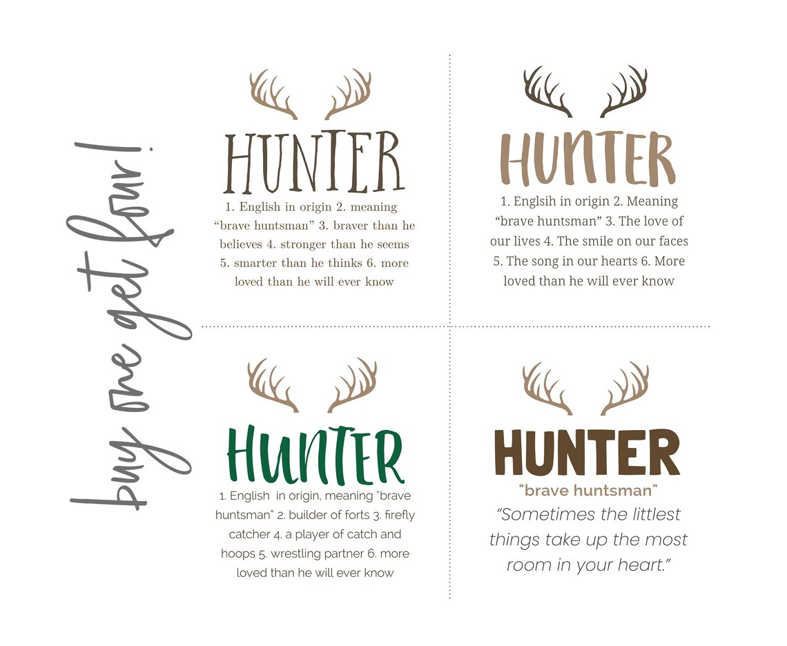 Hunting Baby Boy Name Art Printable Antlers Nursery Wall Art Etsy