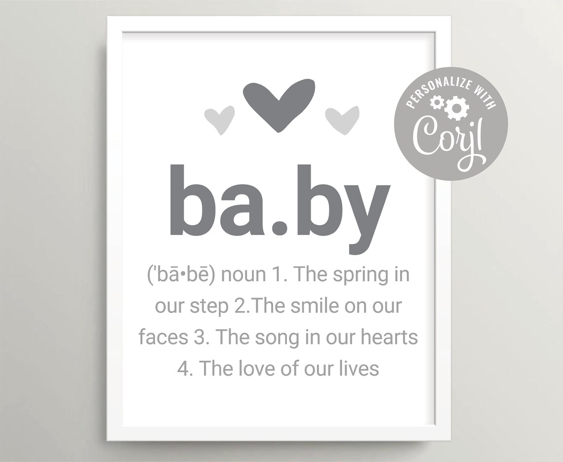 Baby Definition Art Printable Baby Meaning Nursery Wall Art Etsy