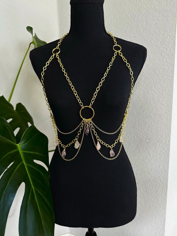 Crystal Body Chain 18k Gold Plated Brass Top Piece 