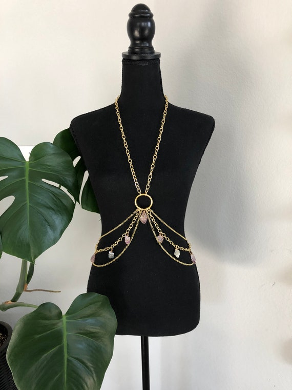 Crystal Body Chain 18k Gold Plated Brass