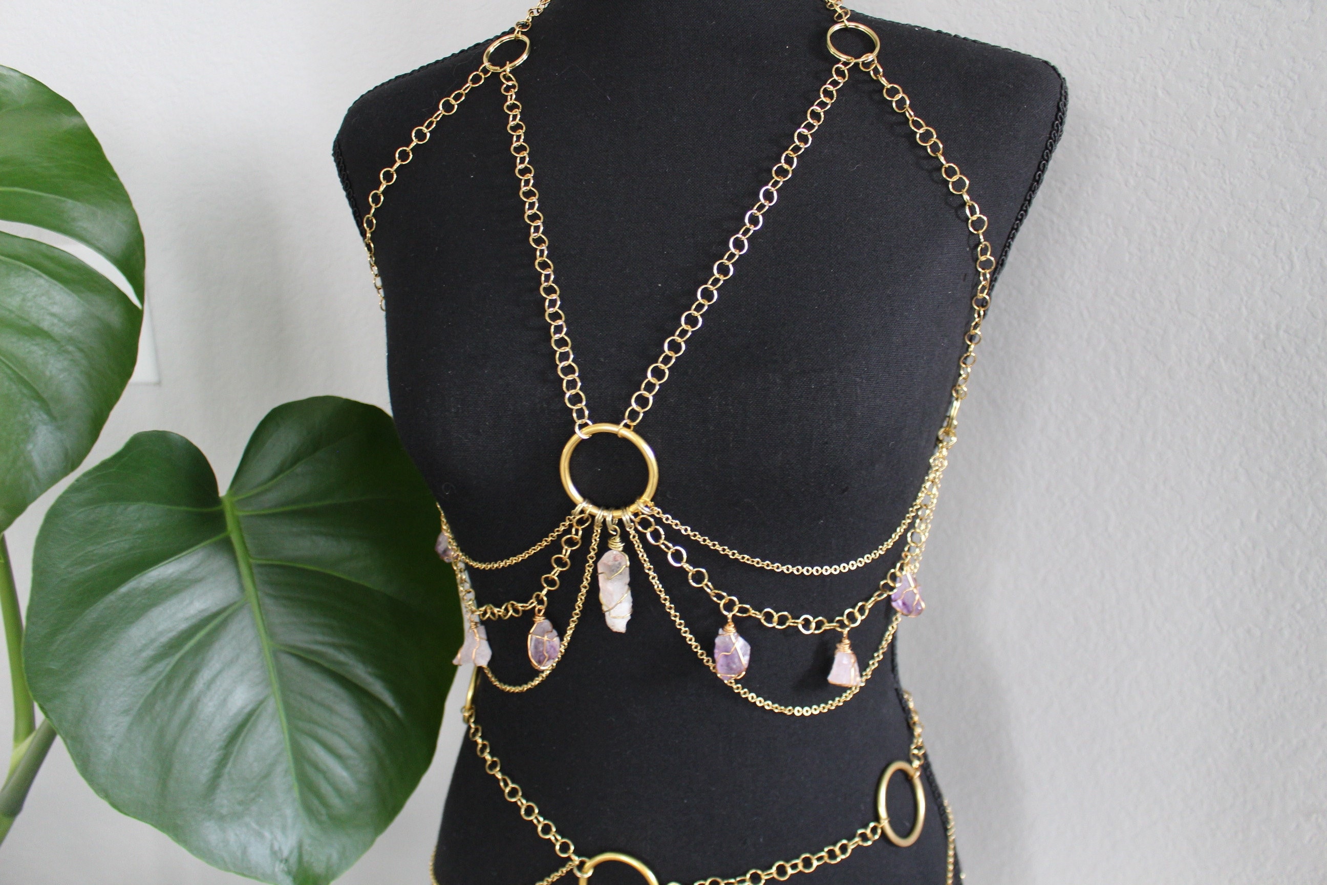 Crystal Body Chain 18k Gold Plated Brass Top Piece Etsy