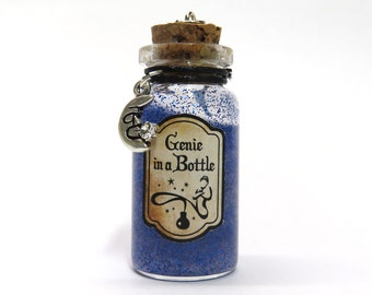 Aladdin Inspired Genie in a Bottle Necklace - Fairytale - Mini Glass Bottle - Potion Vial - Pendant Bottle - Key ring - Magic - 1001 night