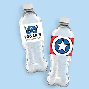 American superhero Water Bottle Labels, Super Hero Water Bottle, Superhero Party, Hero Party,comic Birthday, superhero Decorations