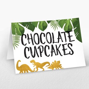 Tarjetas de tienda de dinosaurios tropicales, decoraciones de fiesta, invitación de dinosaurio, fiesta de cumpleaños de dinosaurio, etiqueta de tarjeta de lugar de Dino, fiesta de dinosaurios