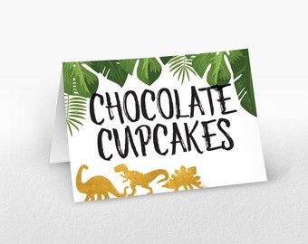 Tropical Dinosaur Tent Cards, Party Decorations, Dinosaur Invitation, Dinosaur Birthday Party, Dino place card Label, Dinosaur Party