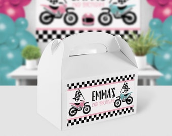 Girls Motorcycle Box Sticker, Dirt Bike thank You Tag, Favour Box, Goodie Bag, Motorcycle, Dirt Bike, MotorBike, Boys Birthday Decor, Favor