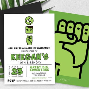 Green Superhero Birthday Invitation | Printable Invitation | Superhero Invitation | Hero Invitation | comic Invitation | Superhero Party