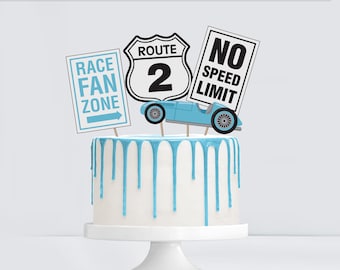 Retro Race Car Cake Topper, Motocross Racing Cake Toppers, Racing Decor, Racing Party Decorations, Cars Cake Topper, Cars, Racing