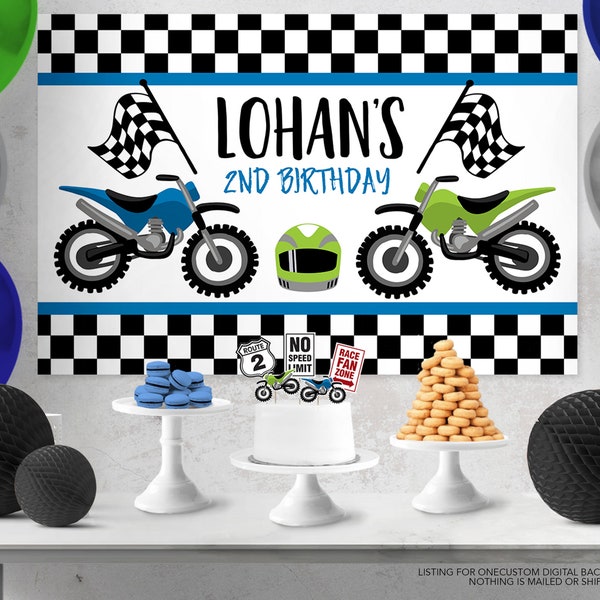 Motorcycle Backdrop Design, Dirt Bike Backdrop, Motor Bike backdrop, Dirt Bike, Motor Bike, Sign, Poster, Birthday Party, Cake Table