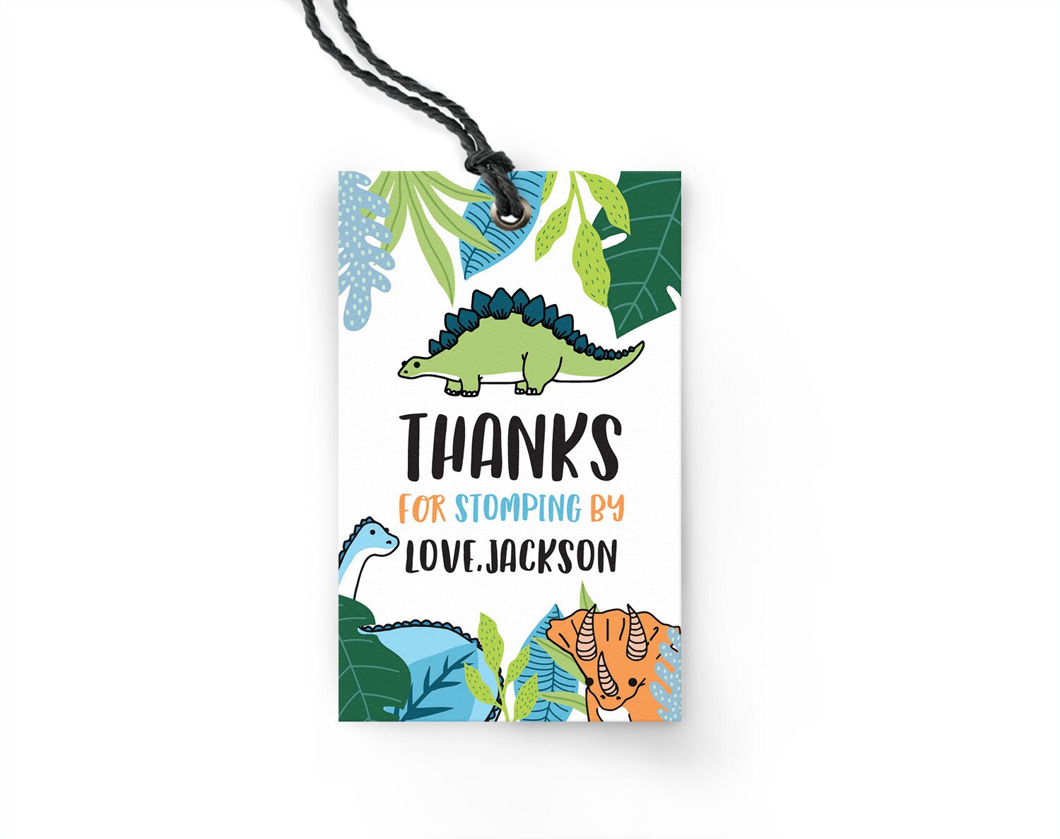 Tropical Dinomite Dinosaur Favor Tags, Dinosaur Sign, Dinosaur thank you tags, Dinosaur Birthday Party, party favours, Stegosaurus