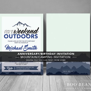 Mountain Invitation | Printable Invitation | Milestone Birthday Card | Mountain Party | Camping Invitation | Mountain Invite | Outdoors