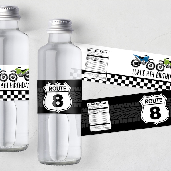 Motorbike Water Bottle Labels, Motorcycle Party Decor, Racing, Racing, Dirt Bike Water Bottle Labels, Dirt Bike, Racing, Water bottle Labels