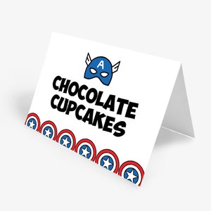 American Superhero, Place Cards, Super Hero, Superhero Party, Hero Party, Captain, America, Super Hero Party,Tent Cards,Tags,Place Cards image 1