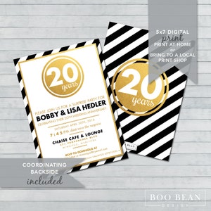Surprise Birthday Invitation Gold Stripes | Printable Invitation | Surprise Anniversary Invitation | Milestone Birthday Card