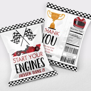 Race Car Chip Bag, Racing Chip Bag, Race Car Chip Bag Sleeve, Chip Bag Favour, Chip Bag, Race Car Bag, Cars Chip Bag image 1