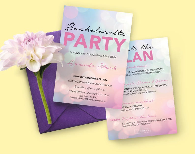 Pink Bachelorette Invitation, Printable Invitation, Bachelorette Invitation Bachelorette Party Digital Invitation image 1