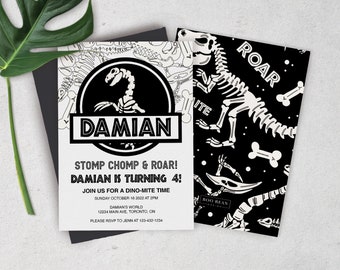 Dinosaur Bones Birthday Invitation, Dinosaur Bones Invitation, Boys invitation, Dinosaur Skeleton Party, T-rex Invitation, Dino Bones