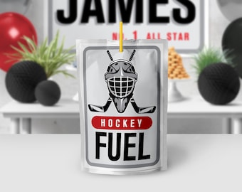 Sports Drink Pouch Design, Hockey Drink, Sports Drink, Sports Birthday Party,Hockey Birthday, Hockey Drink Pouch