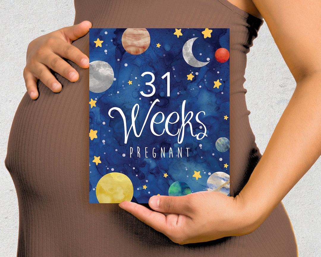 Pregnancy Week by Week Gender Neutral Space, Instant Download