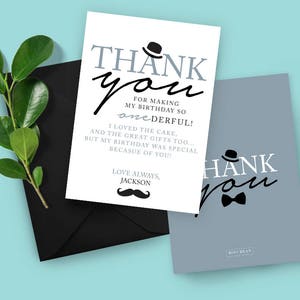 Mr ONEderful Thank You Card, Little Man Birthday, Bowtie invitation, Mr. onederful Birthday, Boys Birthday Invitation, Thank you, Thanks