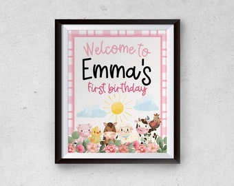 Pink Farm Welcome Sign, Farm Party Decor, Farm Birthday, Barn Birthday, Barn Sign, Barn Party, Farm Party, Farm Printables