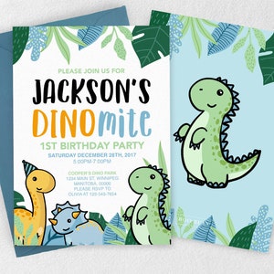 Cartoon Dinosaur Birthday Invitation, Dinosaur Invitation, Boys invitation, Dinosaur Birthday Party, Dino Invitation, Dinosaur Party