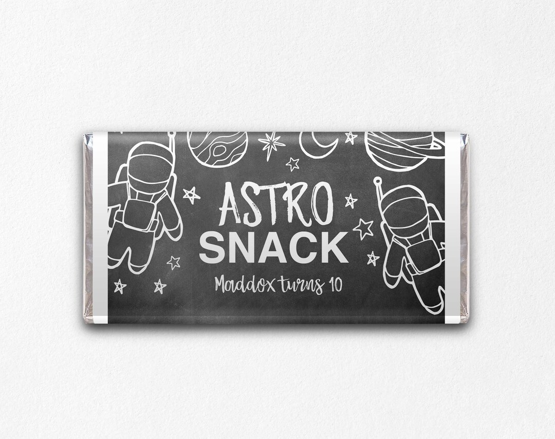 Black and White Space Chocolate Wrapper, Space Birthday Favour, Outer ...