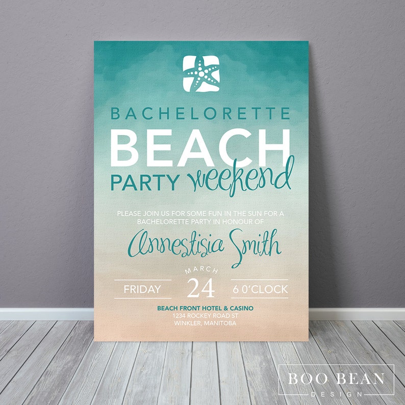 Beach Bachelorette Invitation Printable Invitation Etsy