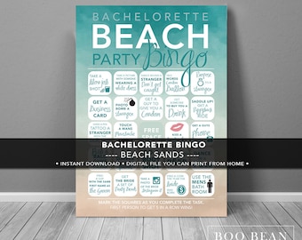 Watercolour Beach Bachelorette Bingo  | Printable Game | Bachelorette Game | Bachelorette Party | Beach party |