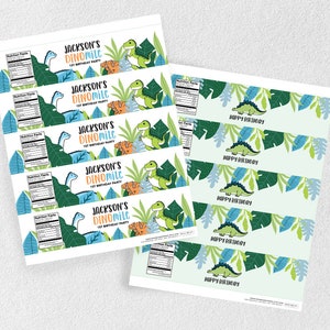 Tropical Dinomite Water Bottle Labels, Dinosaur Labels, Boys Dino ...