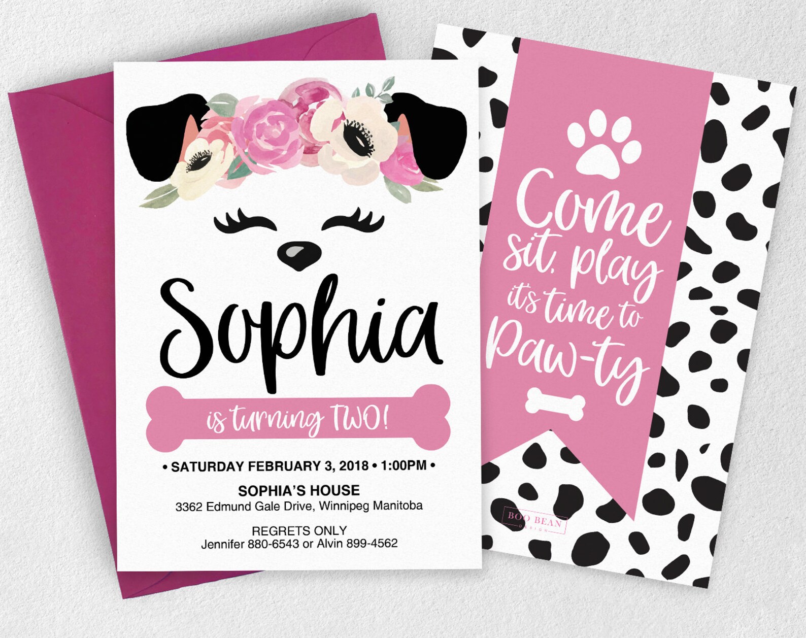 Floral Dog Invitation Puppy Invitation Dog Party Puppy Etsy