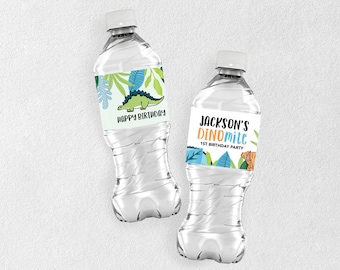 Tropical Dinomite Water Bottle Labels, Dinosaur Labels, Boys Dino Labels, Dinosaur Birthday Party, Water bottle ,Stegosaurus, Labels